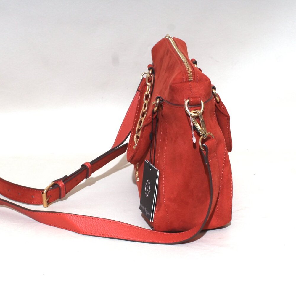 Nanette Lepore Clarissa Orange Pumpkin Spice Suede Leather Shoulder Bag